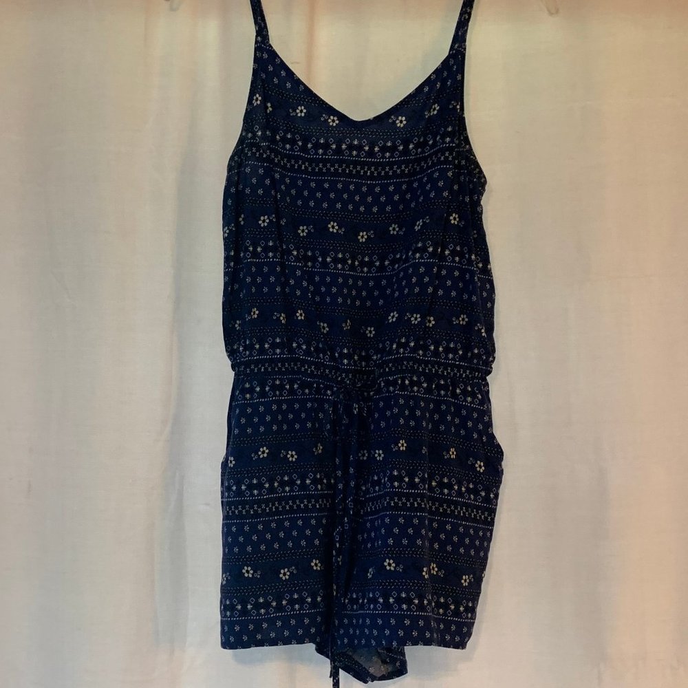 Blue and White Floral Romper